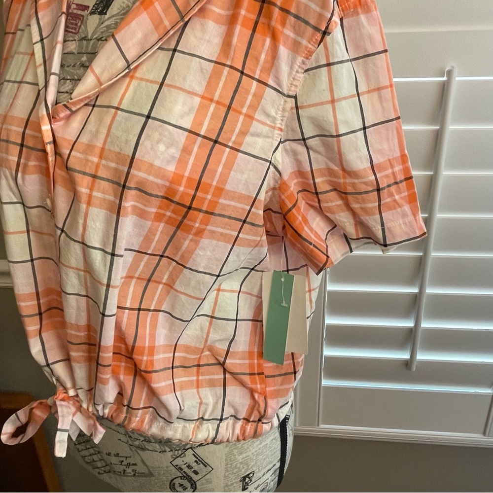 Abound Orange and White Plaid Button-Down Shirt - Picture 4 of 6